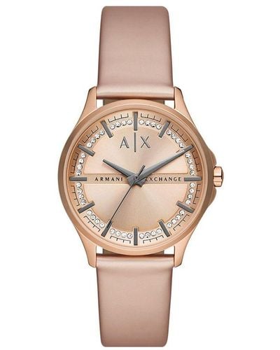 Armani Exchange Lady Hampton Rose Gold Watch Ax5272 Leather - Pink