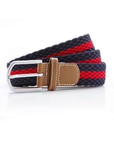 Asquith & Fox Two Colour Stripe Braid Stretch Belt (/) - Red