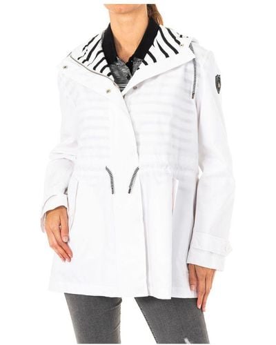 La Martina Womenss Long-Sleeved Jacket With Fixed Hood And Adjustable Drawstring Lwo002 - White