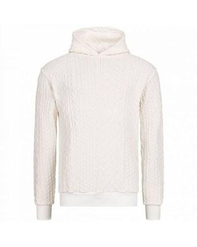 Criminal Damage Cable Knit Off Hoodie Cotton - White