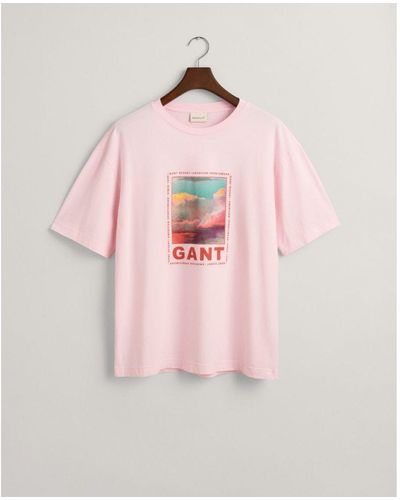 GANT Washed Graphic Short Sleeve T-shirt - Pink