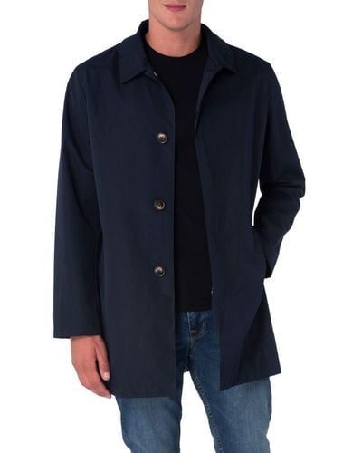 Harry Brown London Navy Single Breasted Trench Coat - Blue