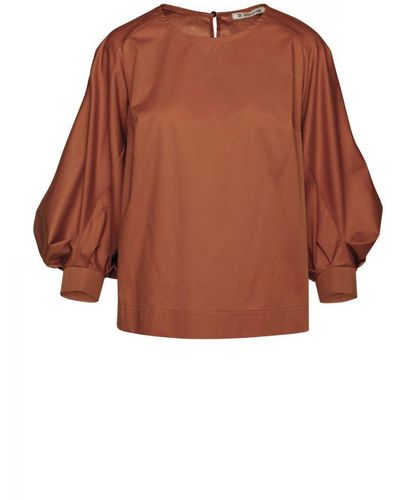 Conquista Top With Bishop Sleeves - Brown