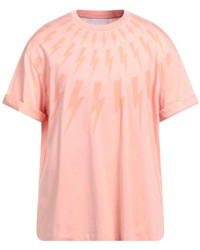 Neil Barrett Fair Isle Thunderbolt Oversize T-Shirt - Pink