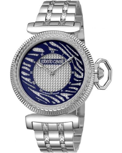 Roberto Cavalli : Silver Dial Stainless Steel Watch - Grey
