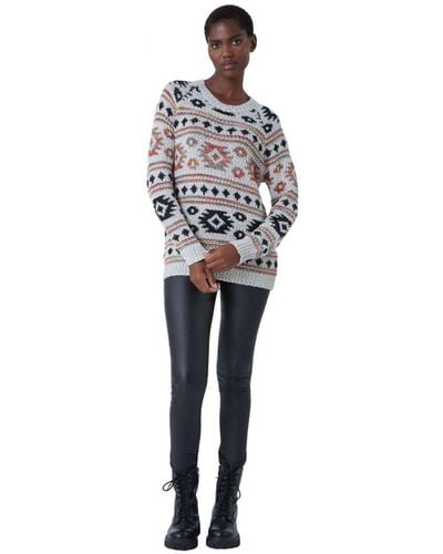 Roman Nordic Print Knitted Jumper - Natural