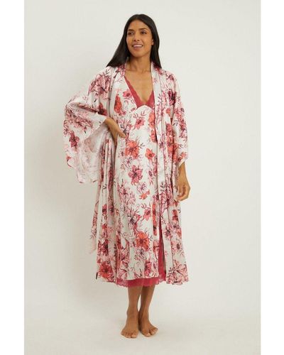 DEBENHAMS Lily Bloom Kimono Robe - Pink