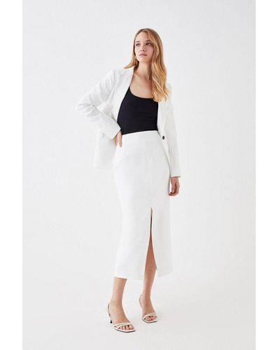 Coast Midi Skirt With Front Split - White