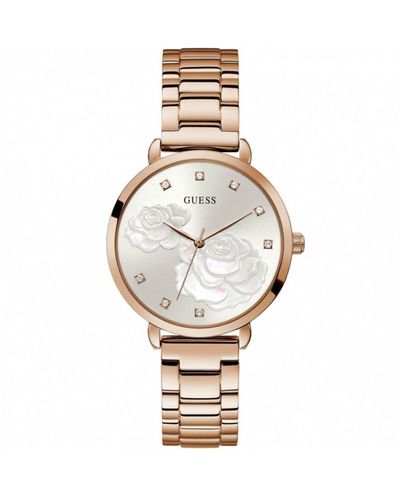 Guess Sparkling Rose Gold Watch Gw0242l3 Stainless Steel - Metallic