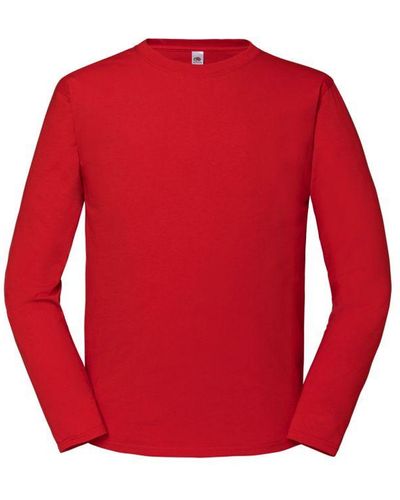 Fruit Of The Loom Iconic Premium Long-Sleeved T-Shirt () - Red