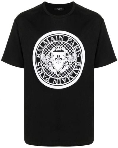 Balmain Logo-flocked Cotton-jersey T-shirt - Black