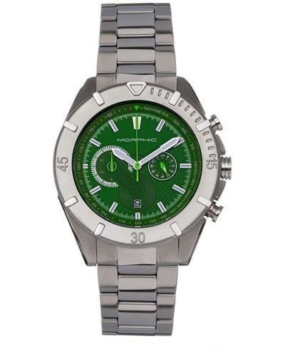 Morphic M94 Series Chronograph Bracelet Watch W/date Stainless Steel - Green