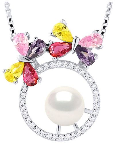 Diadema Butterfly Necklace Freshwater Pearl Round 8-9 Mm 925 - White
