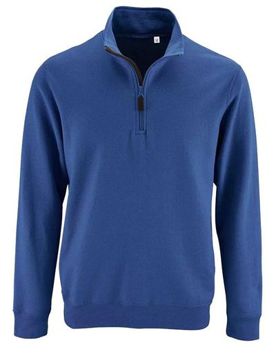 Sol's Stan Contrast Zip Neck Sweatshirt (Royal) - Blue
