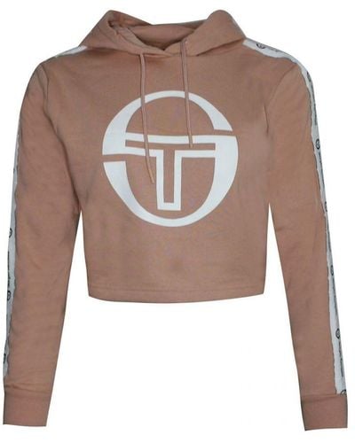 Sergio Tacchini Goran Hoodie Cropped Sweatshirt Jumper 38072 710 Cotton - Brown