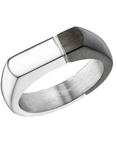S.oliver Ring Voor Mannen, Roestvrij Staal Ip Gun - Wit
