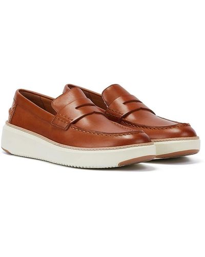 Cole Haan Topspin Leather Tan Loafers - Brown