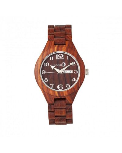 Earth Wood Sapwood Bracelet Watch W/date - Red