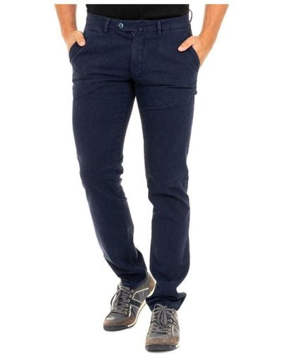 La Martina Long Trousers With Straight Cut Hems Kmta01 Cotton - Blue