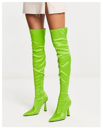 ASOS Krista Heeled Sock Boots - Green