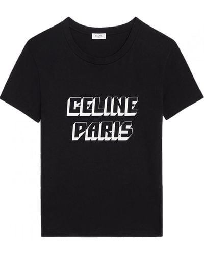 Celine Celine 3d Gebroken Bedrukt Logo T-shirt In Zwart