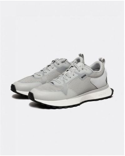 BOSS Jonah Mixed-material Trainers With Mesh Details And Branding - White