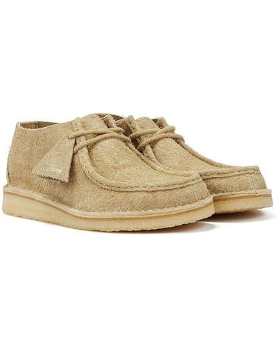 Clarks Desert Nomad Maple Hairy Suede Boots - Natural
