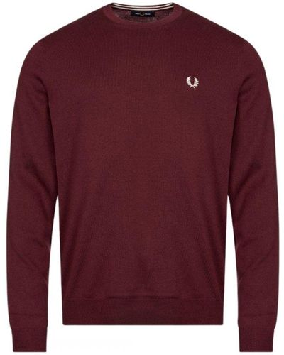 Fred Perry Ox Blood V-neck Burgundy Jumper - Red
