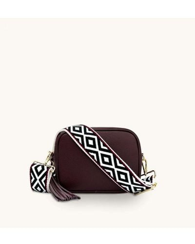 Apatchy London Port Leather Crossbody Bag With & Aztec Strap - White