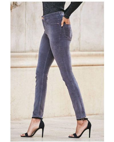 Sosandar Velvet Skinny Jeans - Blue