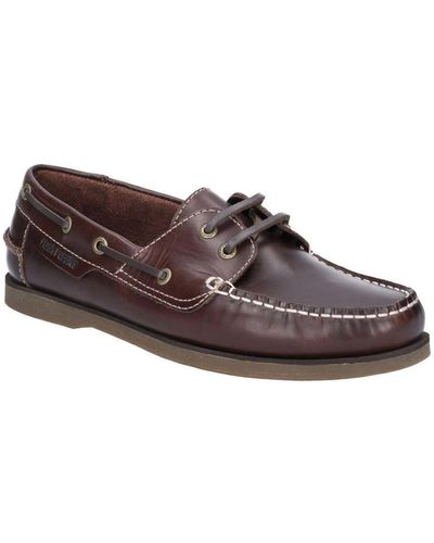Hush Puppies Henry Classic Lace Up Leather Boat Shoes - Brown