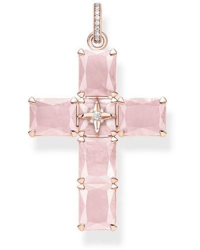 Thomas Sabo ´S Pendant Cross Large Stones With Star - Pink