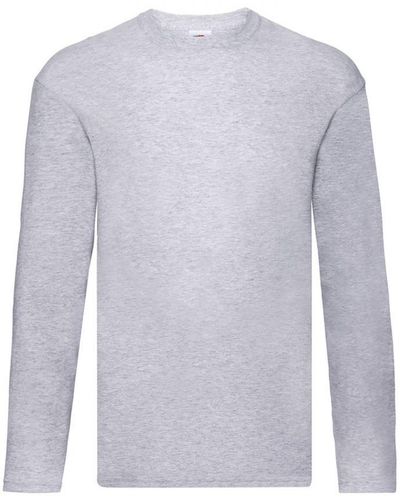 Fruit Of The Loom R Long-Sleeved T-Shirt (Heather) Cotton - Blue