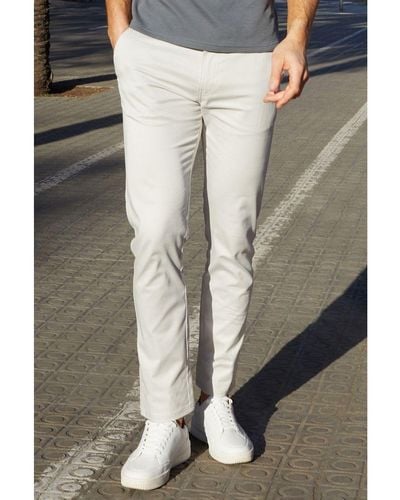 Threadbare Off White 'laurito' Cotton Regular Fit Chino Trousers With Stretch