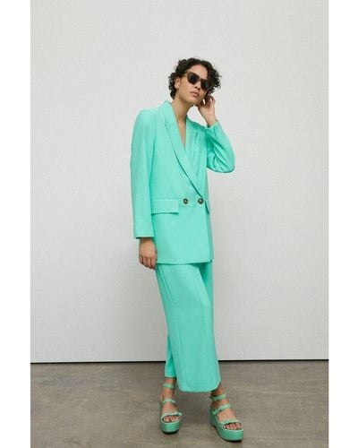 Warehouse Relaxed Double Breasted Blazer - Green