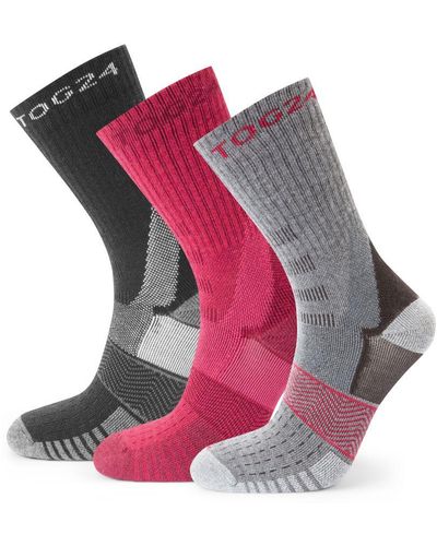 TOG24 Wels 3pack Trek Socks Black/magenta Pink/dark Grey Marl