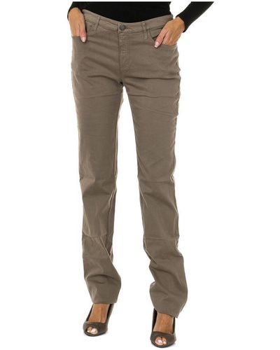 Armani Long Stretch Fabric Trousers 6x5j85-5n0rz Woman Cotton - Grey