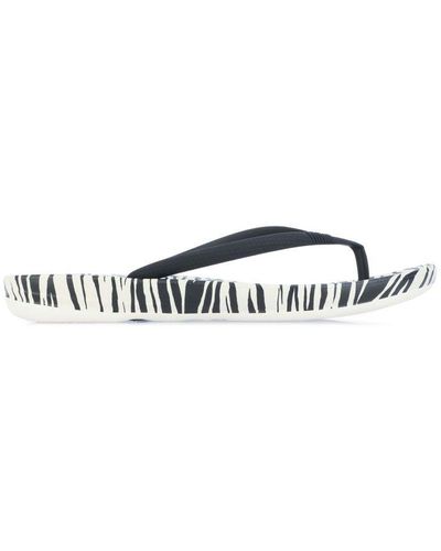 Fitflop S Fit Flop Iqushion Zebra Print Flip Flops - White