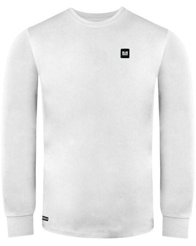 Weekend Offender Long Sleeve Crew Neck Padrino Jumper Wosts527 Cotton - White