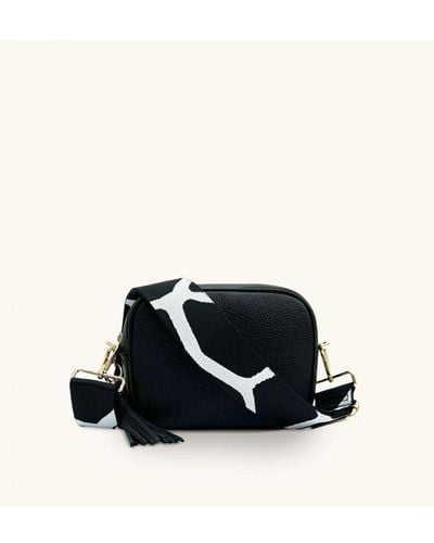Apatchy London Leather Crossbody Bag With & Giraffe Strap - Black