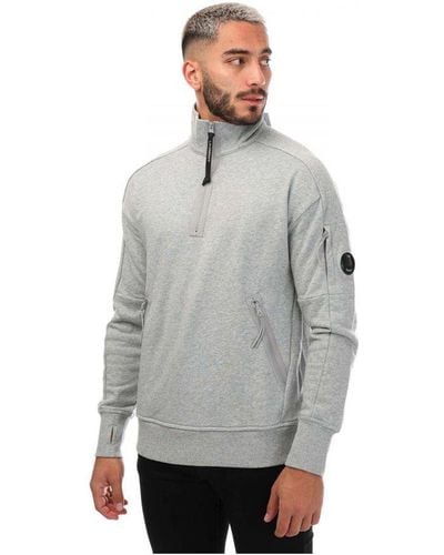 C.P. Company Diagonal Raised Half Zipped Sweatshirt - Grey