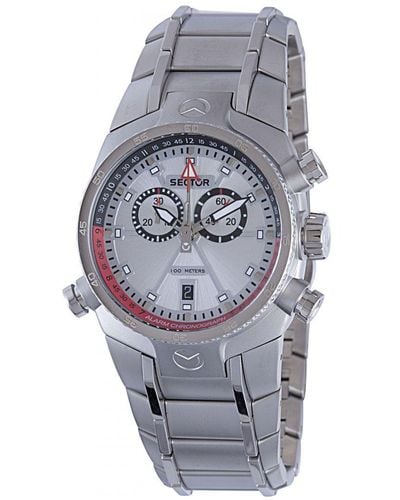 Sector : Chr Alarm Silver Dial Bracelet Watch Stainless Steel - Grey