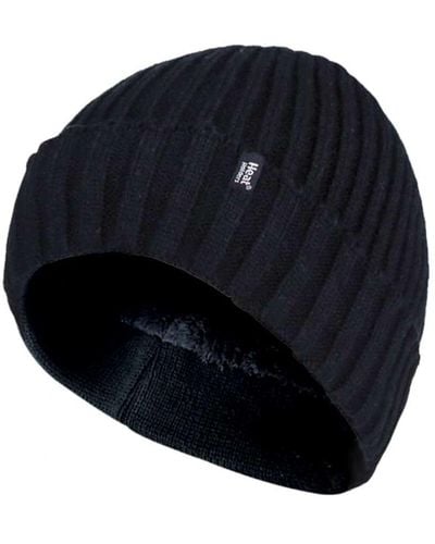 Heat Holders 3.6 Tog Fleece Lined Thermal Turn Over Cuff Winter Beanie Hat - Blue