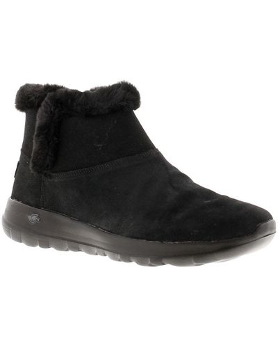 Skechers S On The Go Joy Bundle Up Boots In Black Suede Lyst UK