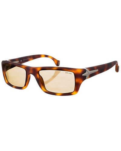Police Acetate Sunglasses With Rectangular Shape S1712M - Brown