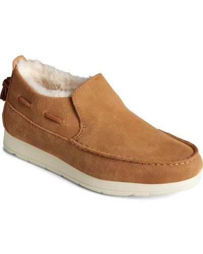 Sperry Top-Sider Moc-Sider Slip On Ladies Shoes Leather - Brown