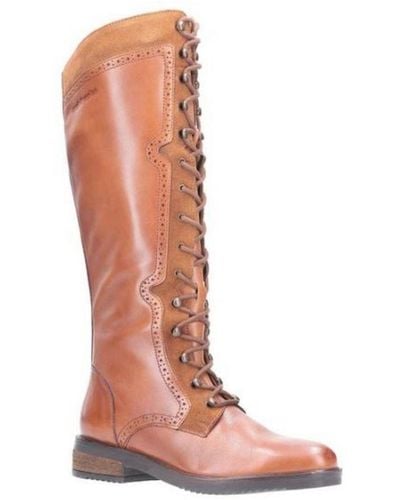 Hush Puppies Ladies Rudy Lace Up Long Leather Boot () - Pink