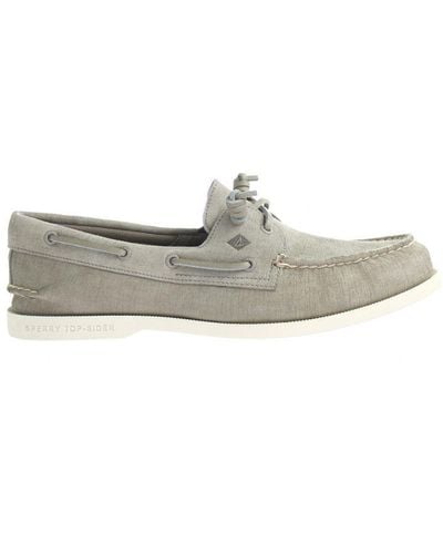Sperry Top-Sider A/o 2-eye Plushwave Boat Grey Shoes Nubuck Leather - White