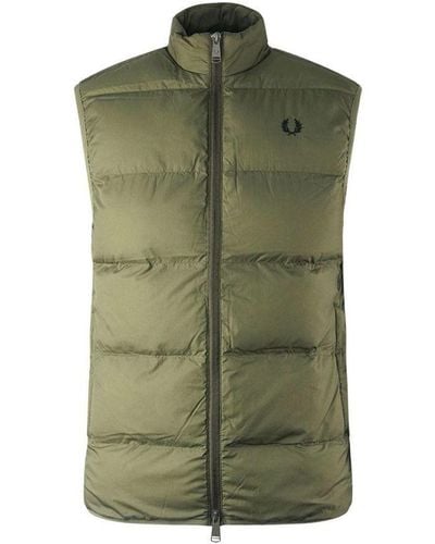 Fred Perry Insulated Quilted Uniform Gilet Jacket - Green