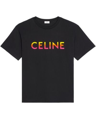 Celine Celine Los T-shirt Met Gradiënt Celine Print In Het Zwart